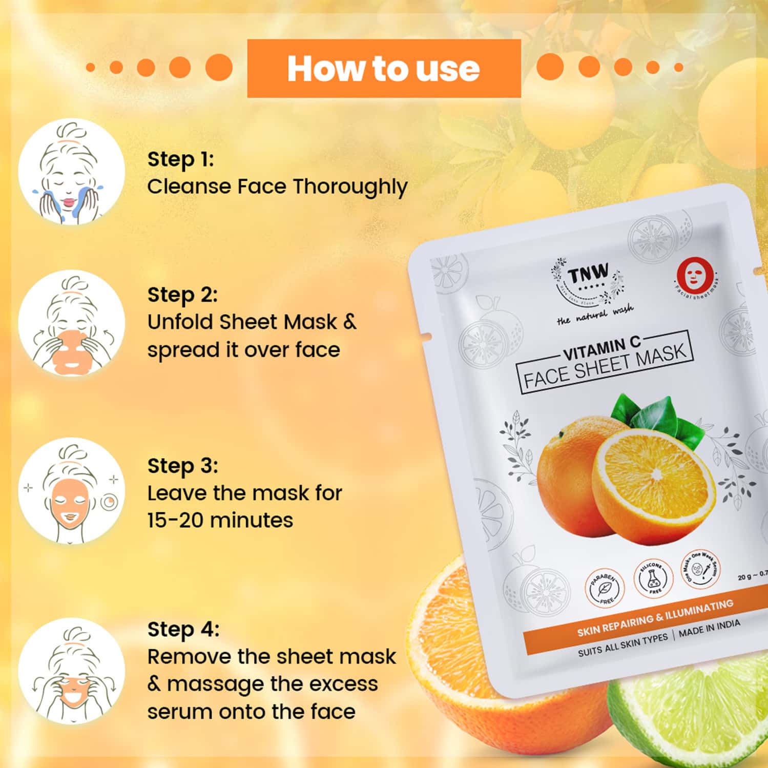 Buy TNWTHE NATURAL WASH VITAMIN C FACE SHEET MASK Online & Get Upto 60
