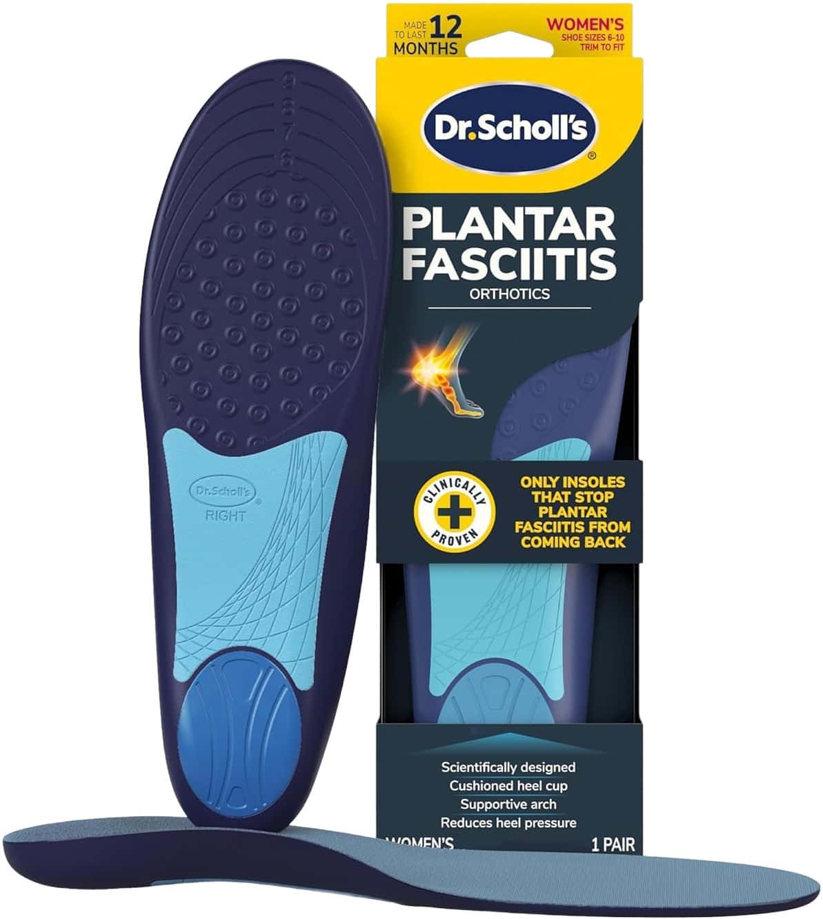 Dr. Scholl Plantar Fasciitis Orthotics Women Size 6-10 - 2 Pack