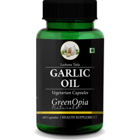 Greenopia Garlic Oil | Lashuna Taila 60 Liquid Filled Vegetarian Capsules