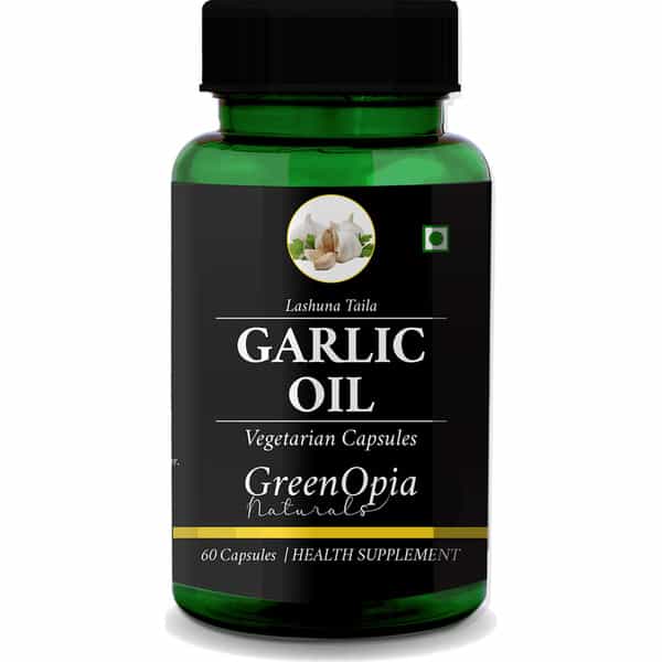 Greenopia Garlic Oil | Lashuna Taila 60 Liquid Filled Vegetarian Capsules