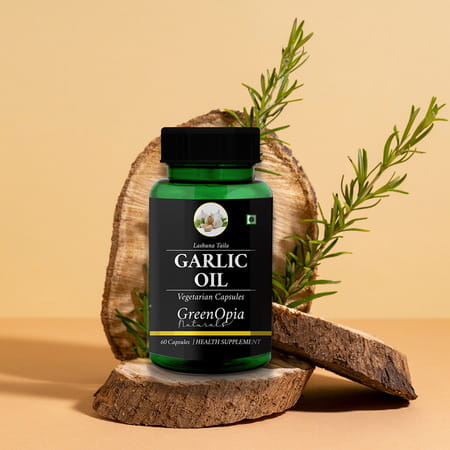 Greenopia Garlic Oil | Lashuna Taila 60 Liquid Filled Vegetarian Capsules