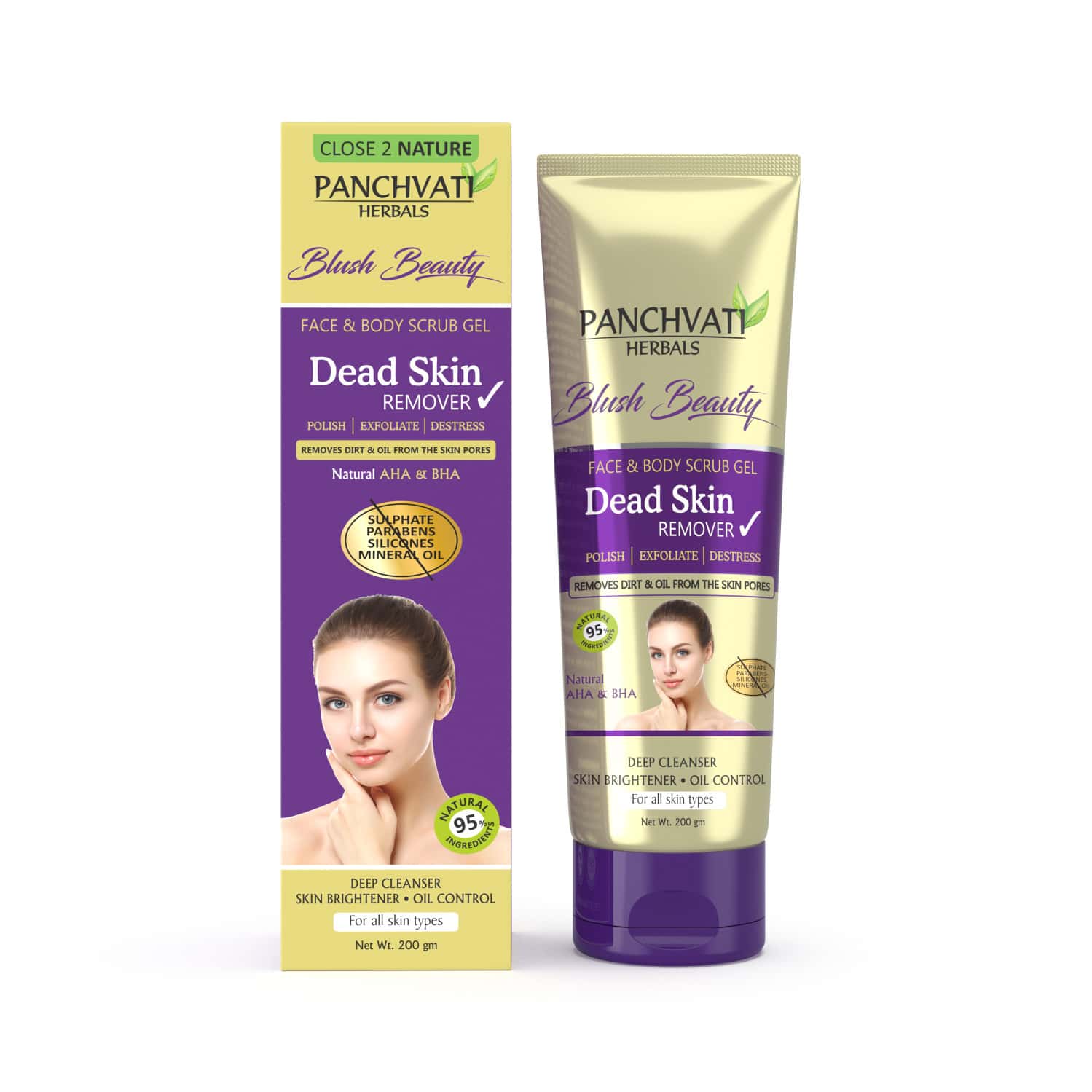 Panchvati Herbals Dead Skin Remover | Face & Body Scrub Gel - 200 Ml