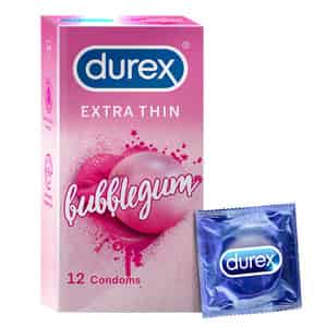 Durex Extra Thin Bubblegum Flavour Box Of 12 Condoms