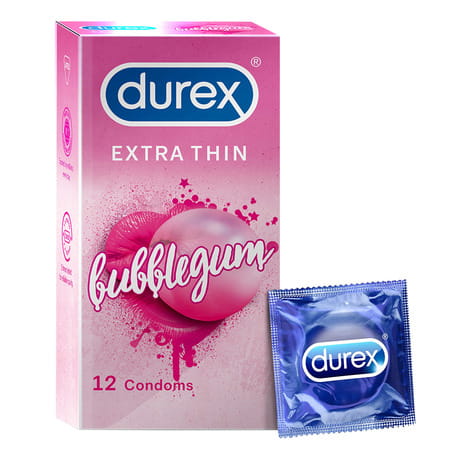 Durex Extra Thin Bubblegum Flavour Box Of 12 Condoms