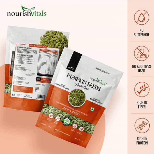 Nourishvitals Healthy Munching Combo | Pumpkin Roasted Seeds + Flax Roasted Seeds (200Gm Each)