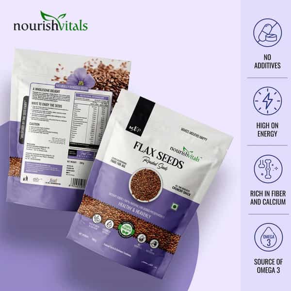 Nourishvitals Healthy Munching Combo | Pumpkin Roasted Seeds + Flax Roasted Seeds (200Gm Each)