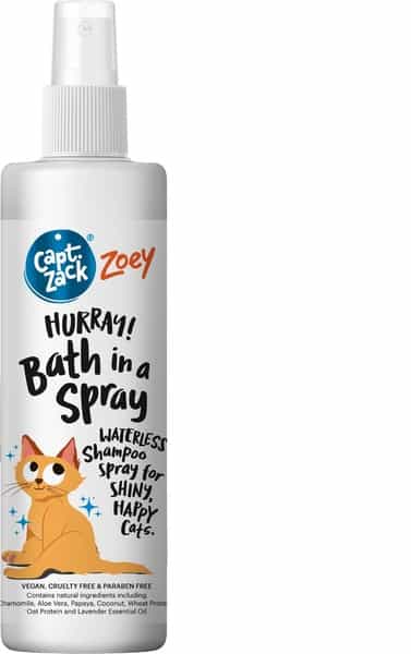 Captain Zack Zoey Hurray Bath In A Spray 250 Ml | Mess-Free Waterless Shampoo/Dry Bath For Cats