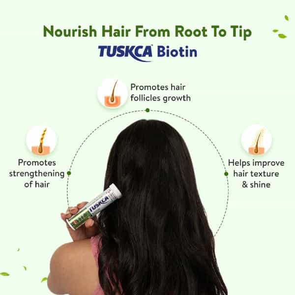 Tuskca Biotin With Zinc | Selenium & Amino Acids For Hair | Skin | Nail Health | 20 Tablets