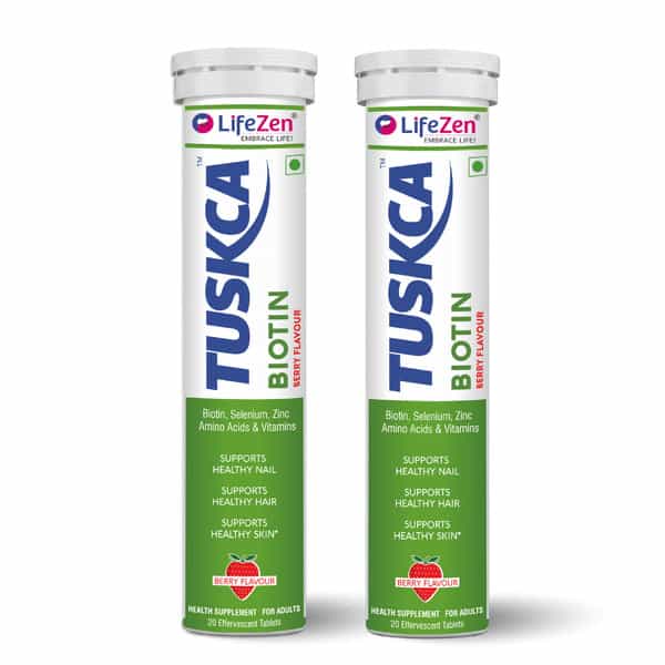 Tuskca Biotin With Zinc | Selenium & Amino Acids For Hair | Skin | Nail Health | 20 Tablets