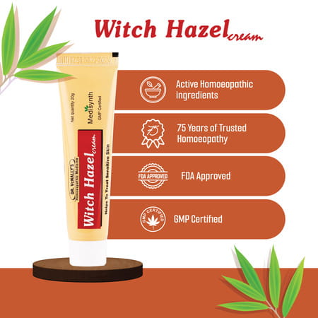 Medisynth Witch Hazel Cream | Homeopathic For Sensitive Skin | Wrinkles & Spots | B.no.199 | 20Gm X2