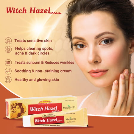 Medisynth Witch Hazel Cream | Homeopathic For Sensitive Skin | Wrinkles & Spots | B.no.199 | 20Gm X2