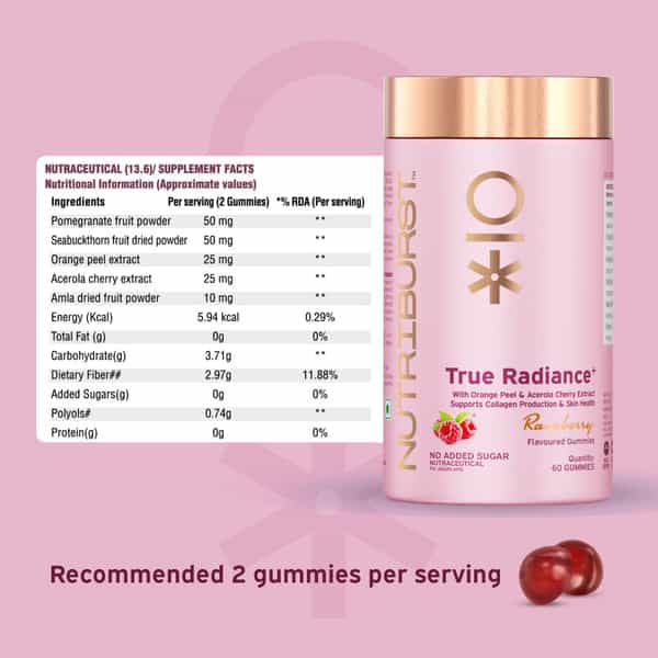 Nutriburst True Radiance Gummies For Collagen Improvement & Healthy Skin (120 Gummy)