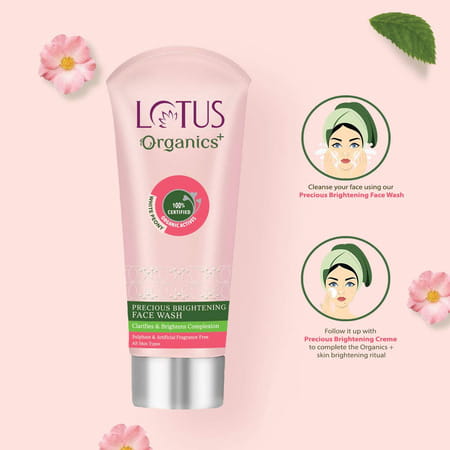 Lotus Organics+ Precious Brightening Face Wash 50G ( Pack Of 2 )