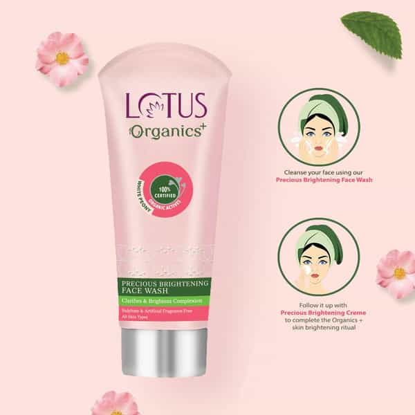 Lotus Organics+ Precious Brightening Face Wash 50G ( Pack Of 2 )