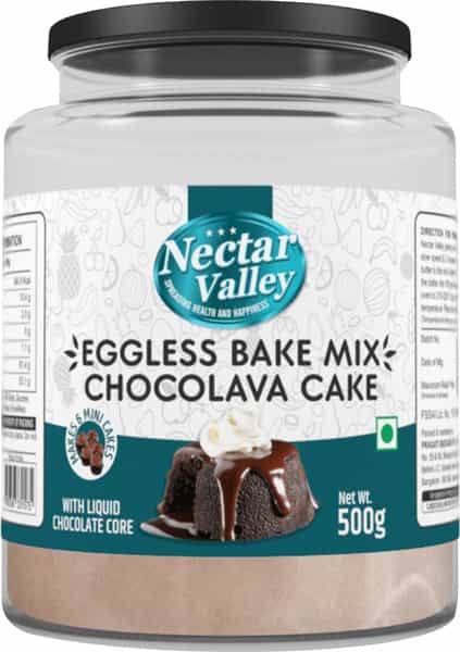 Nectar Valley Instant Eggless Chocolava Cake Mix | Makes 6 Mini Cakes | Cake Baking Mix - 500G