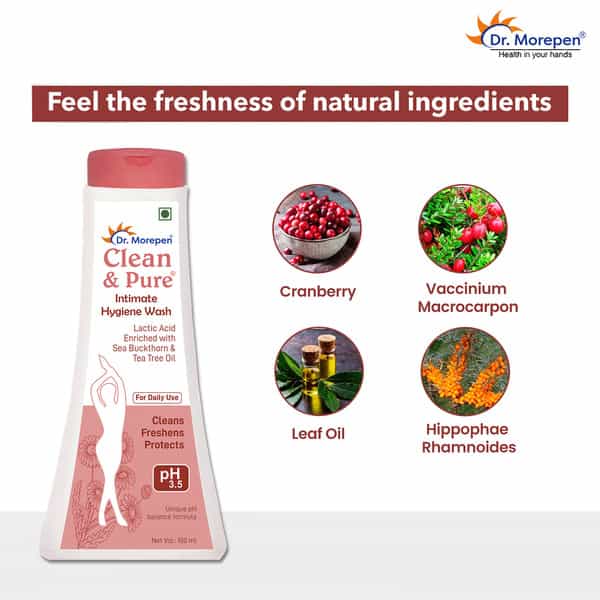 Dr. Morepen Clean & Pure Ph 3.5 Intimate Hygiene Wash | Women | Tea Tree Oil & Sea Buckthorn