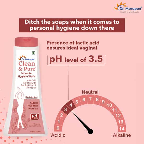 Dr. Morepen Clean & Pure Ph 3.5 Intimate Hygiene Wash | Women | Tea Tree Oil & Sea Buckthorn