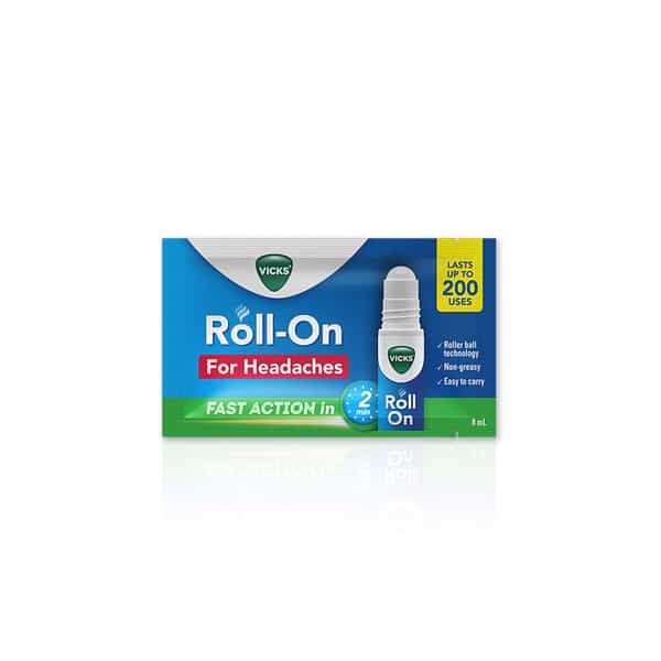 New Vicks Headache Relief Roll-On | Fast Action In 2 Minutes | With Menthol & Camphor 2 X 8Ml