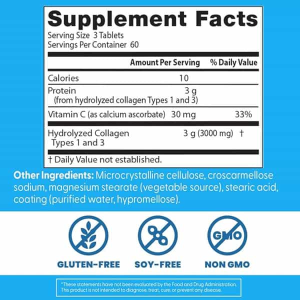 Doctor's Best Collagen Types 1 & 3 Tablets | 180 Count