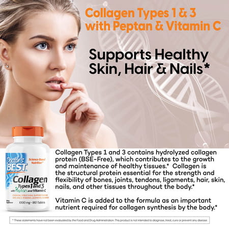 Doctor'S Best Collagen Types 1 & 3 Tablets | 180 Count