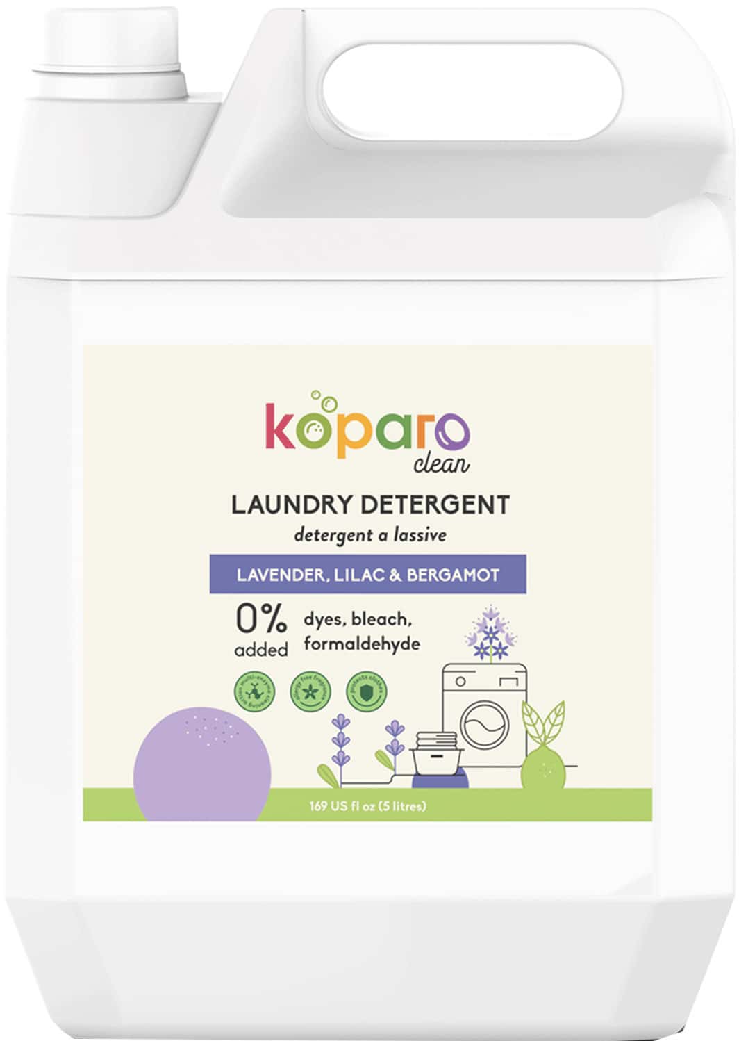Koparo Laundry Liquid - Non Toxic Eco-Friendly - Tough On Stains Lavender Liquid Detergent - 5 L
