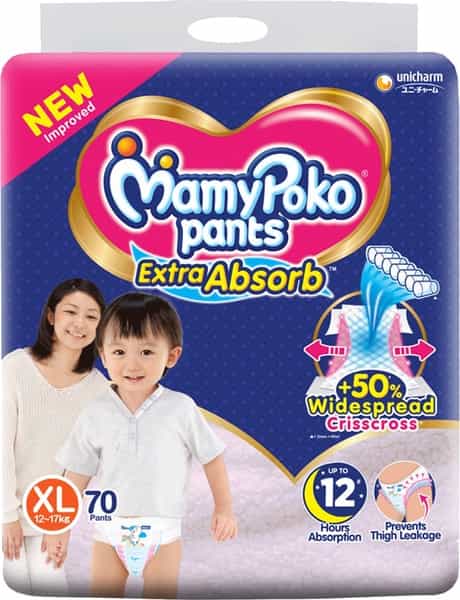 Mamypoko Pants Extra Absorb Diapers (Extra Large) 12-17 Kg - 70 Diapers