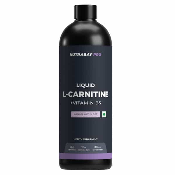 Nutrabay Pro Liquid L-Carnitine With Vitamin B5 - 450 Ml | Raspberry Blast | 30 Servings