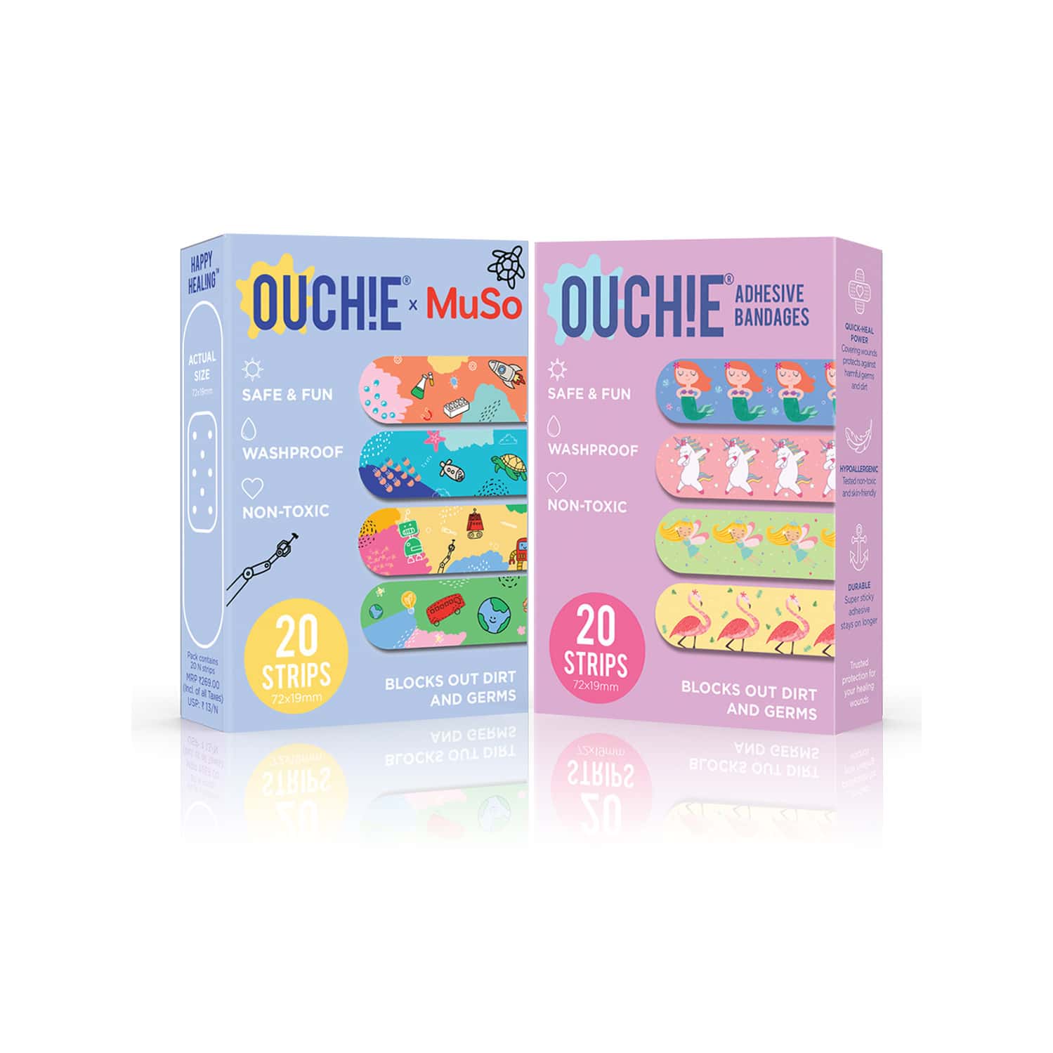 Ouchie Non-Toxic Printed Bandages Double Combo (40 Pack) - Ouchie X Muso & Lavender
