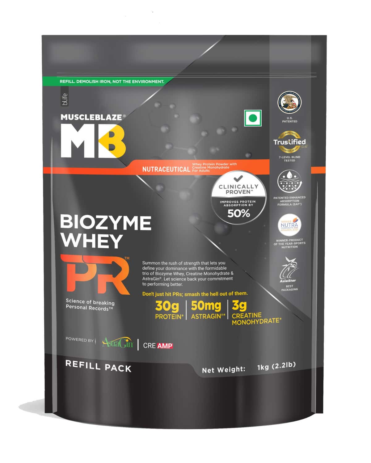 Muscleblaze Biozyme Whey Protein Pr | 30g Protein | Chocolate Fudge | 1kg Trustified Gold Certified
