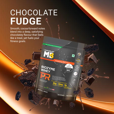 Muscleblaze Biozyme Whey Protein Pr | 30G Protein | Chocolate Fudge | 1Kg Trustified Gold Certified