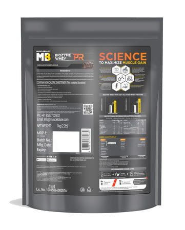 Muscleblaze Biozyme Whey Protein Pr | 30G Protein | Chocolate Fudge | 1Kg Trustified Gold Certified