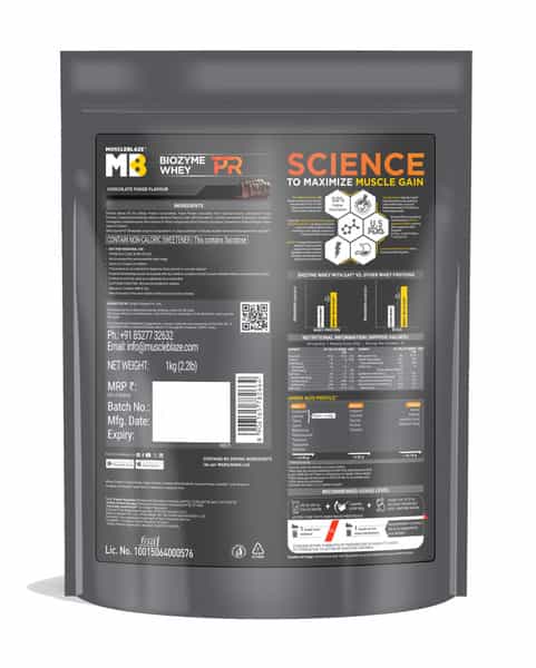 Muscleblaze Biozyme Whey Protein Pr | 30G Protein | Chocolate Fudge | 1Kg Trustified Gold Certified