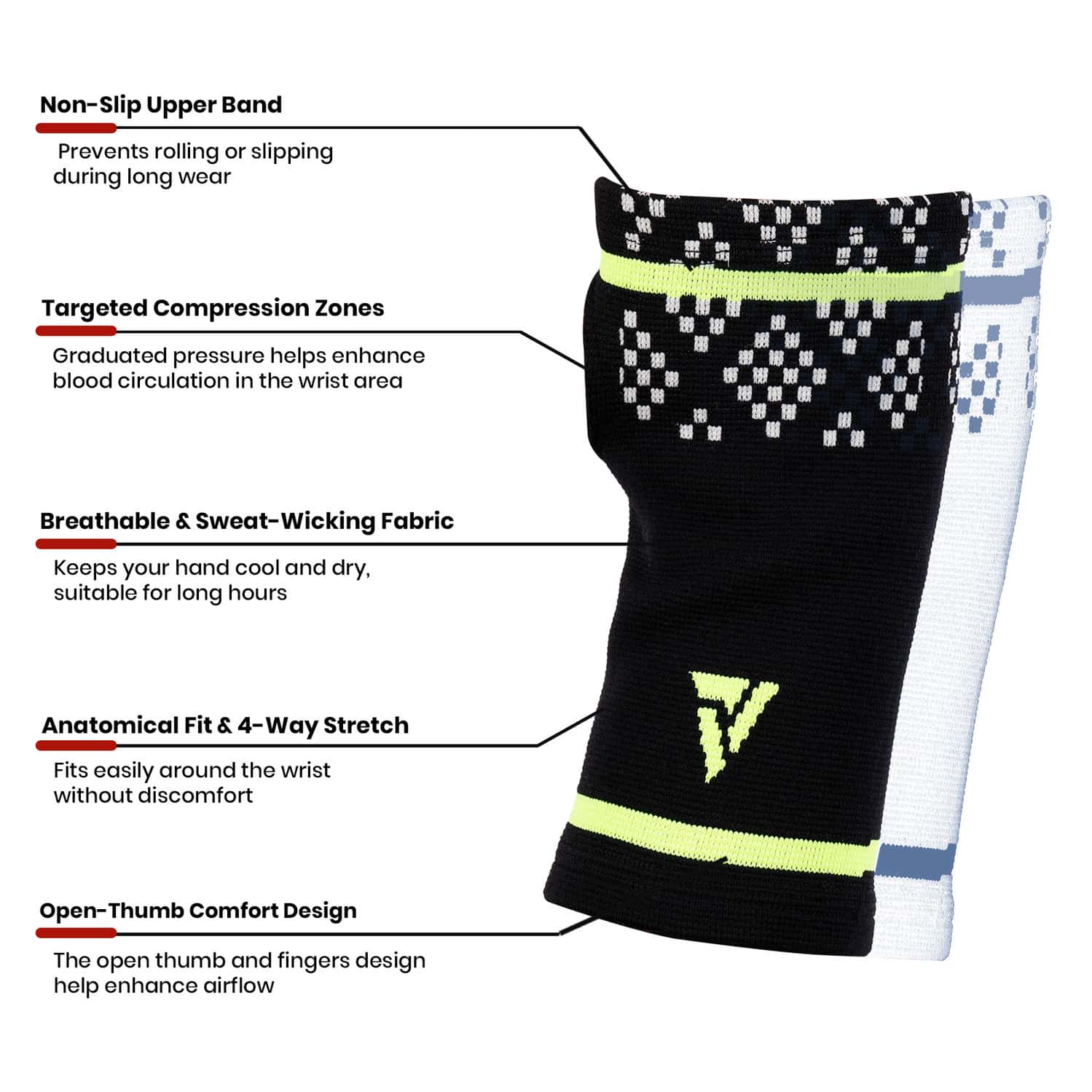 Actifit Wrist Support Brace | Compression & Pain Relief | L Size | Multicolor | 1 Pack
