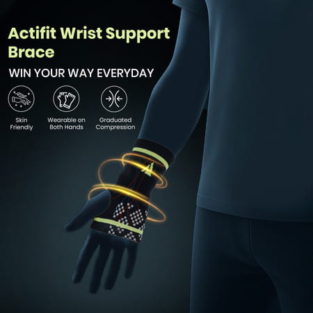 Actifit Wrist Support Brace | Compression & Pain Relief | L Size | Multicolor | 1 Pack
