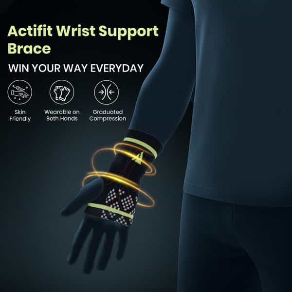 Actifit Wrist Support Brace | Compression & Pain Relief | L Size | Multicolor | 1 Pack
