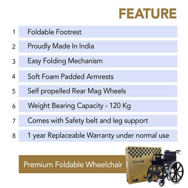 Everactiv Everyday Premium Foldable Wheelchair