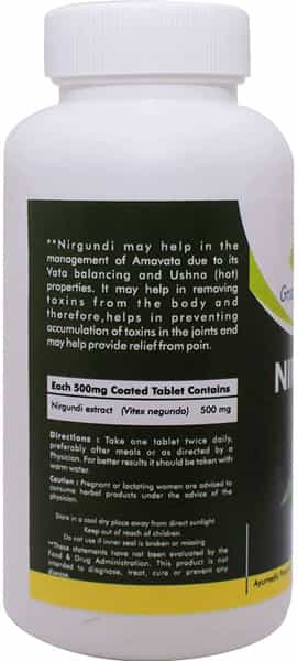Grazing Meadows Nirgundi 120 Tablet - 500Mg For Joint Care & Various Health Benefits (Pack Of 5)