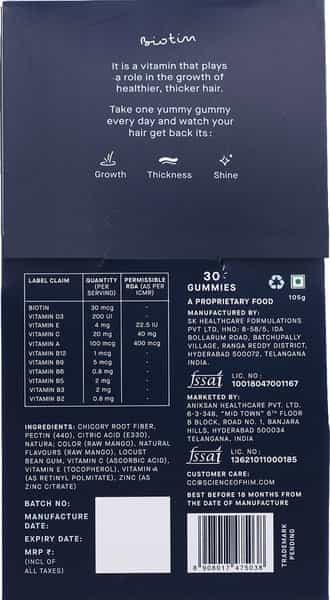 Science Of Him New Mane Biotin Hair Gummies