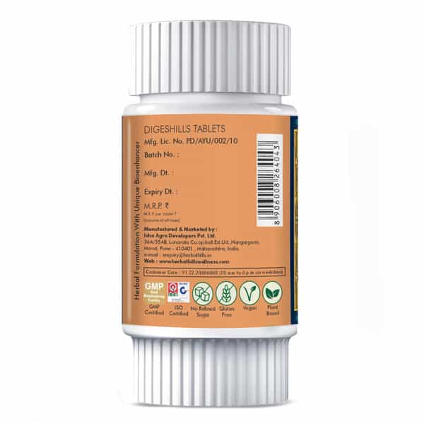 Herbal Hills Digeshills 60 Tablets - (Pack Of 4) - Healthy Digestion Tablets - A Complete Mind-Body