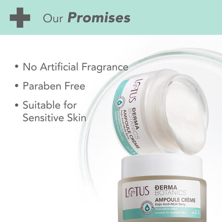 Lotus Dermabotanics Kojic Acid + Multi Berry Ampoule Cream | Reduces Blemishes Enhances Radiance 50g