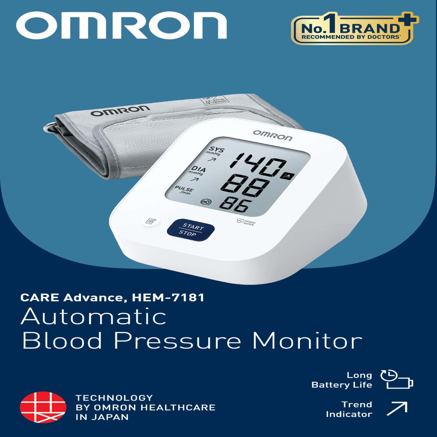 Omron Hem-7181 Automatic Blood Pressure Monitor 1 Nos