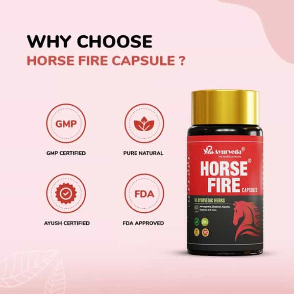 A R Ayurveda Horse Fire Capsule Promotes Natural Energy And Daily Wellness - 60 Capsules
