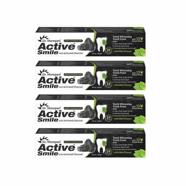 Dr. Morepen Active Smile | With Activated Charcoal | Tube | Toothpaste | 100 Gm | Pack Of 4