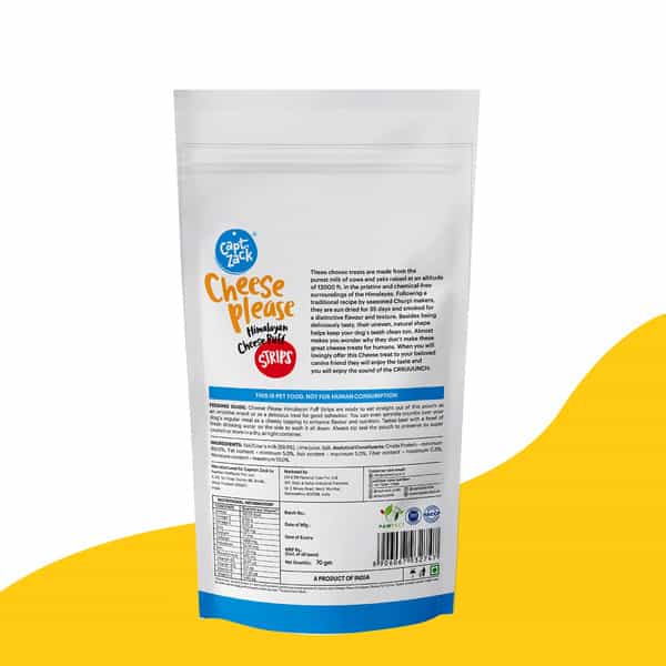 Captain Zack Dog Himalayan Cheese Puff Strips/Made With Yak/Cow's Milk 100%Natural Grain Free 70G