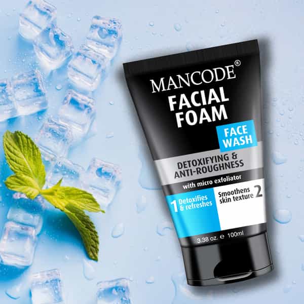 Mancode Facial Foam Detoxifying & Anti Roughness With Micro Exfoliator Skin Purifying Facewash 100Ml