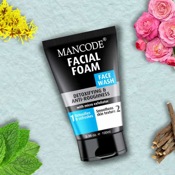 Mancode Facial Foam Detoxifying & Anti Roughness With Micro Exfoliator Skin Purifying Facewash 100Ml