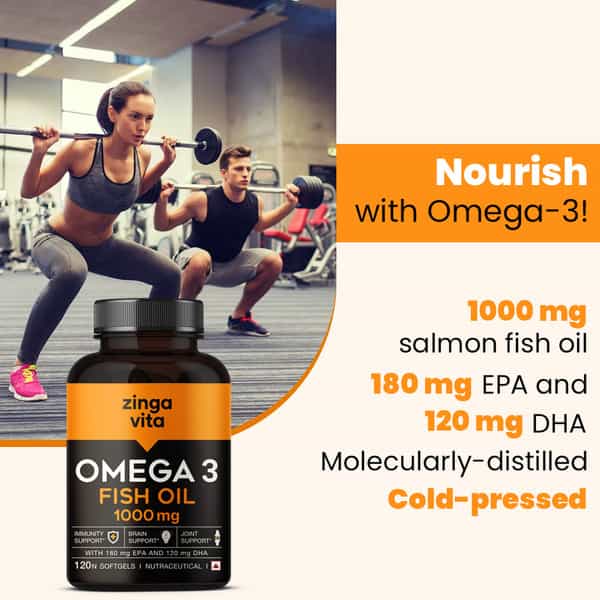 Zingavita Omega 3 Fish Oil Capsules 1000Mg Mercury Free Formula For Joint Support - 120 Capsules
