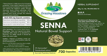 Grazing Meadows Senna Capsules 700 Capsules (Pack Of 5)