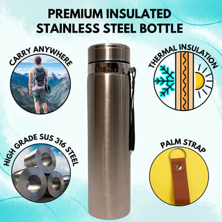 Outer Woods Insulin Cooler Bottle Case With 10 Mini Ice Gel Packs | 20+ Hrs Cooling | Large - Silver