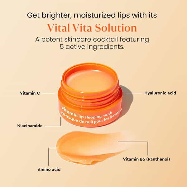 The Face Shop Vitamin C Lip Sleeping Mask - Lightening Korean Balm | Dark Dry Pigmented Lips - 14G